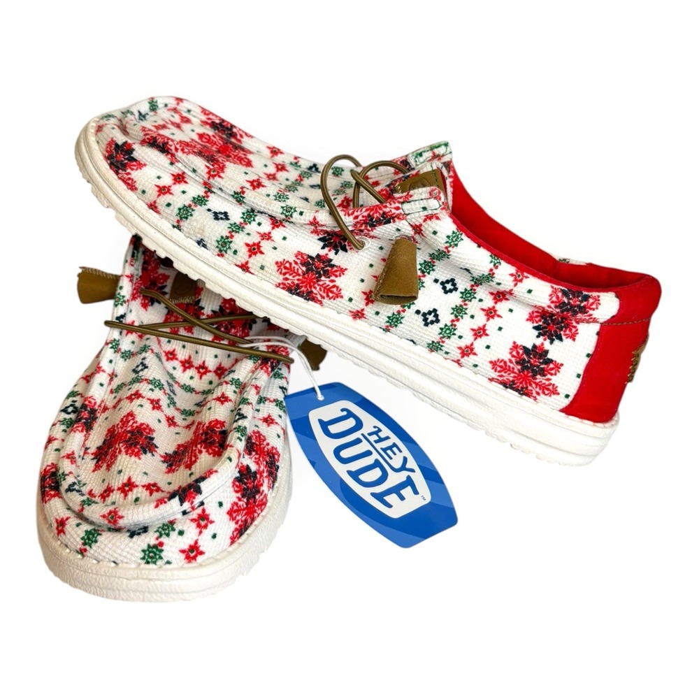 NWT Hey Dude Men's Wally Ugly Sweater Cream Shoes Men's Size 10